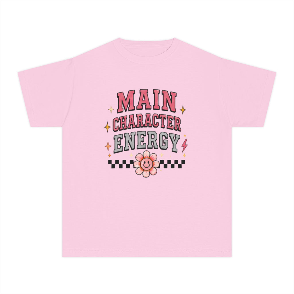Main Character Energy Youth Tee — Cute Retro Floral Graphic Shirt