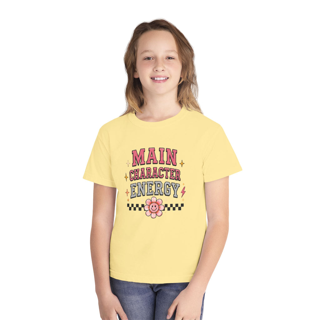 Main Character Energy Youth Tee — Cute Retro Floral Graphic Shirt