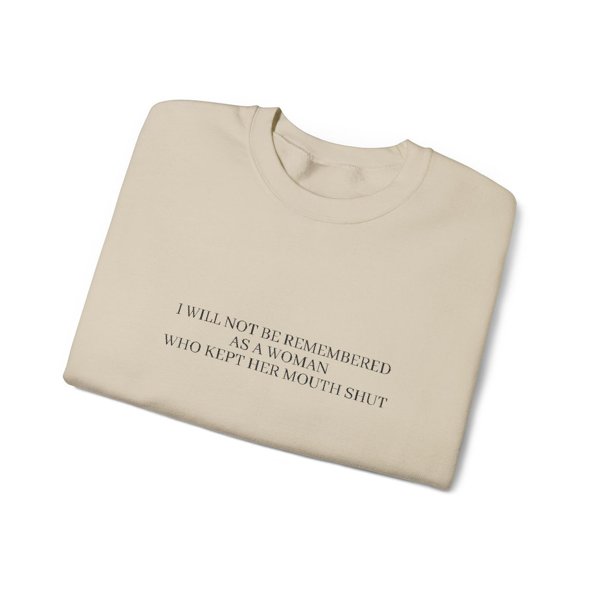 White Minimalist Crewneck Sweatshirt with Subtle Quote Print