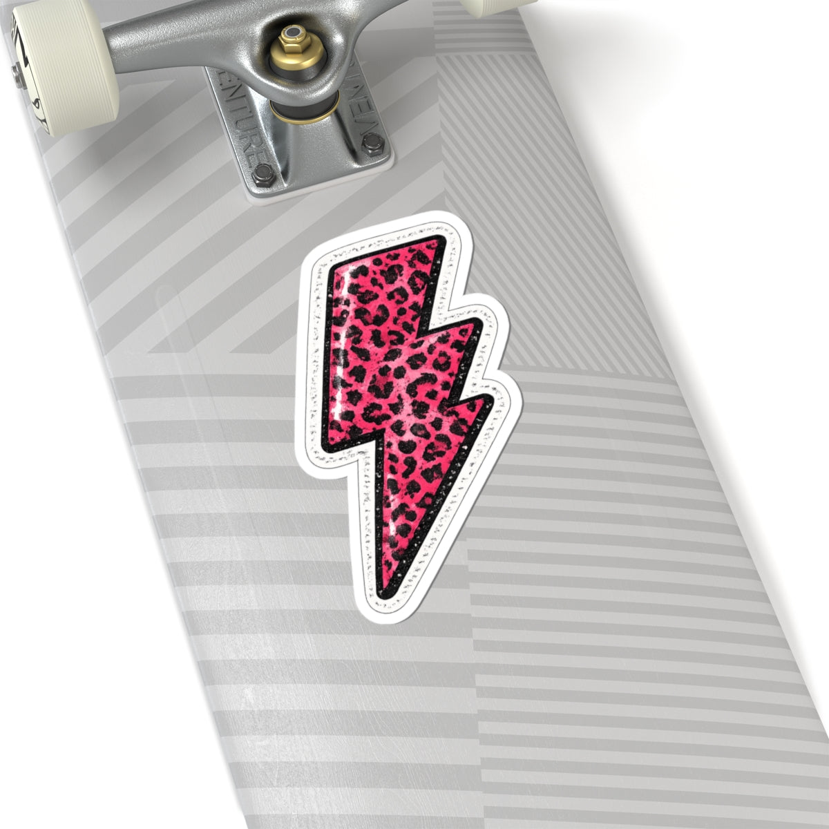 Pink Leopard Lightning Bolt Sticker — Kiss-Cut Vinyl Decal for Laptops & Water Bottles