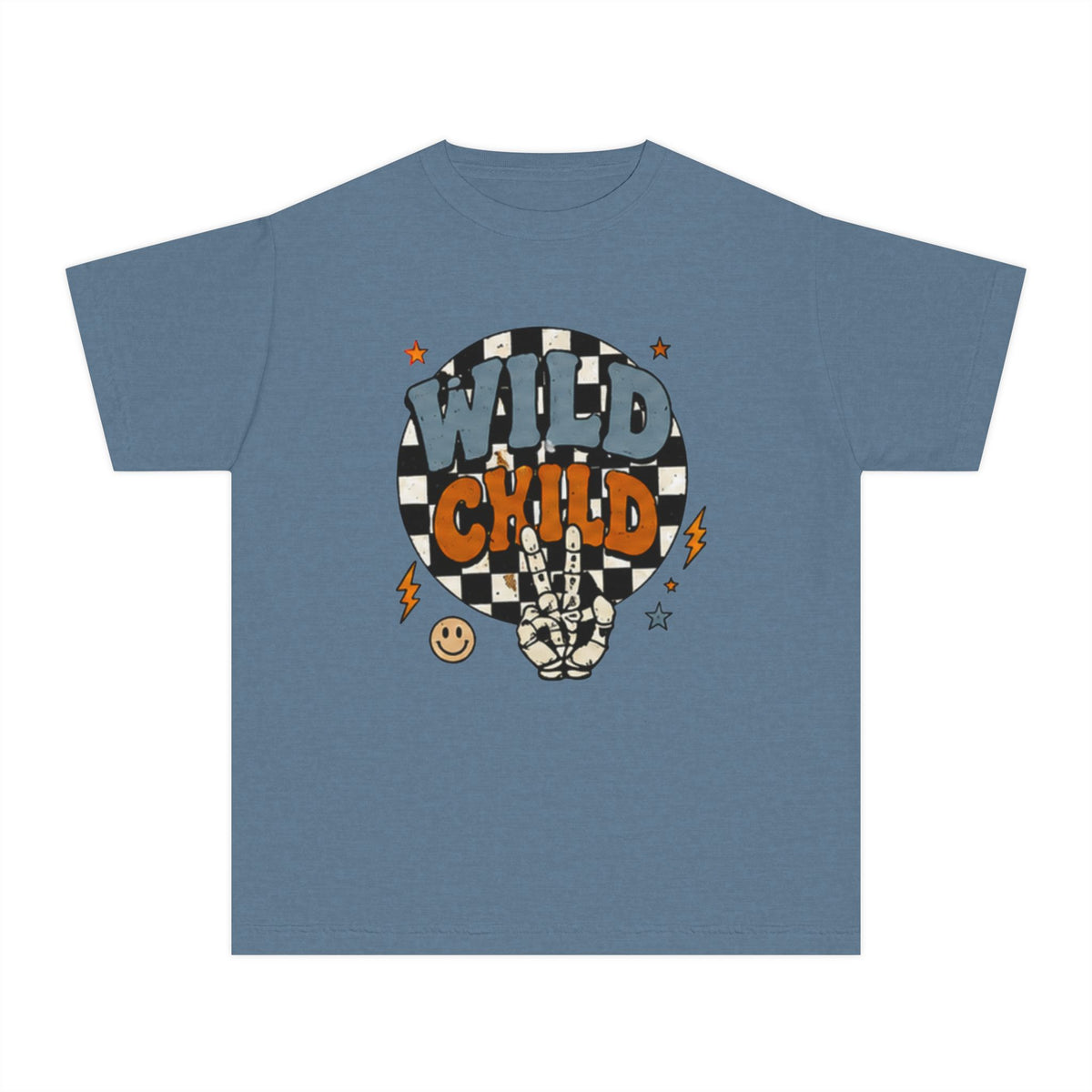 Youth 'Wild Child' Tee — Retro Check Peace Sign Kids T-Shirt