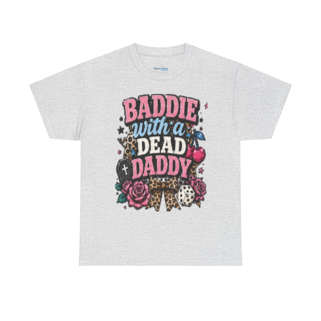 Baddie With a Dead Daddy Tee — Edgy Gothic Floral Graphic T‑Shirt