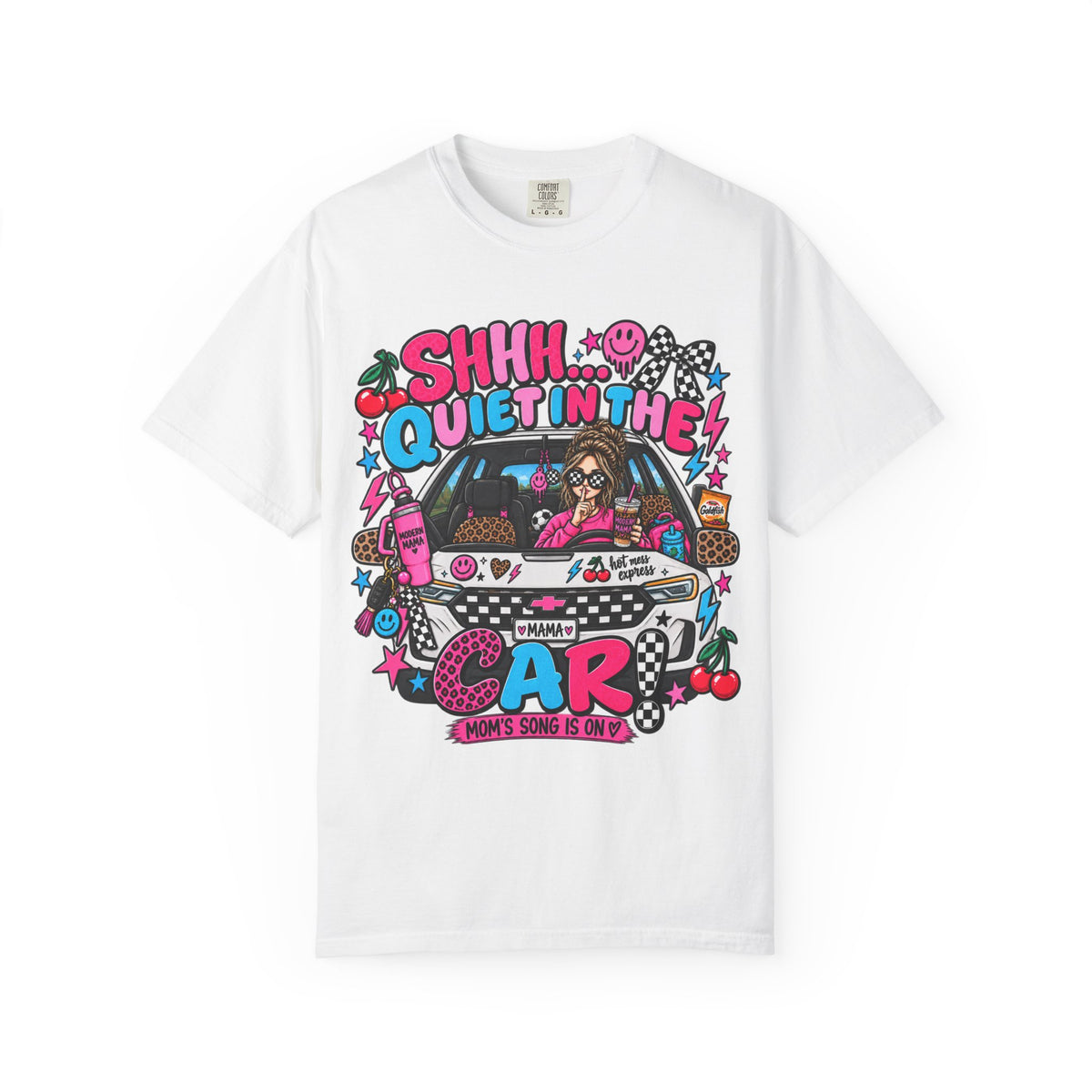 Shhh… Quiet in the Car Graphic Tee — Retro Kawaii Driver Shirt