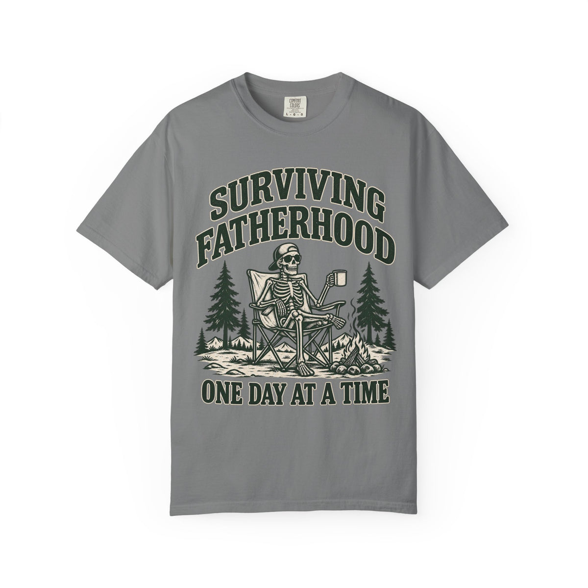 Surviving Fatherhood T-Shirt — 'One Day at a Time' Camping Dad Graphic Tee