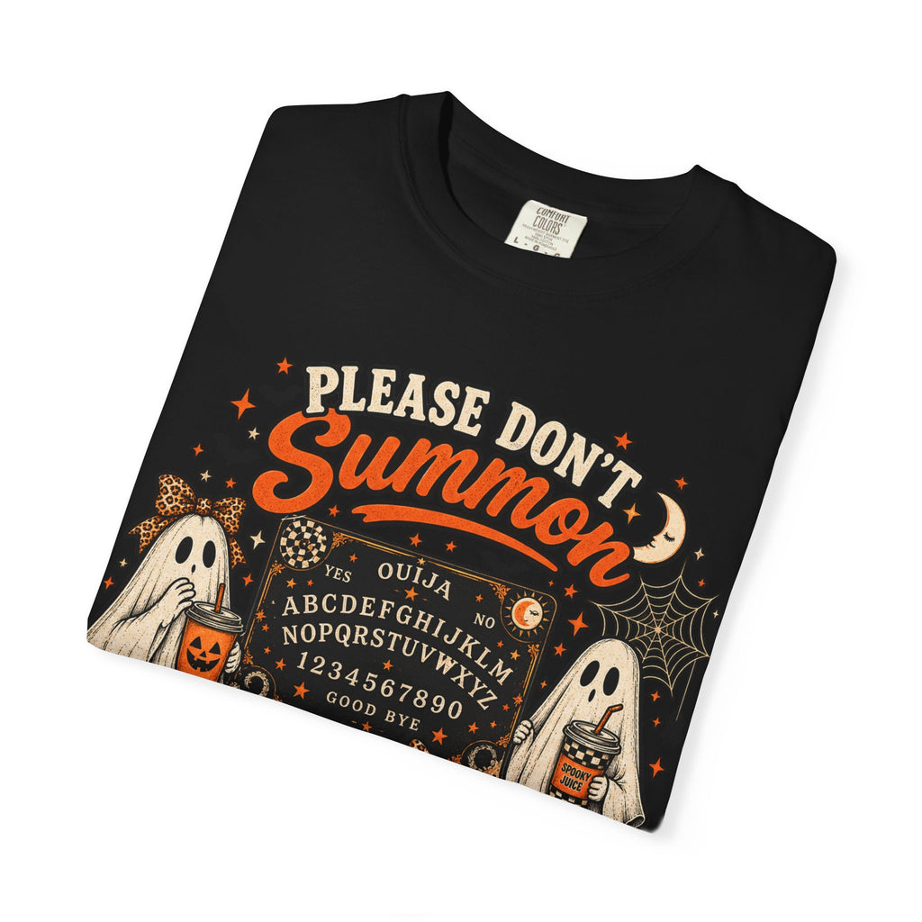 Please Don't Summon Anything In Front Of The Kids T-Shirt — Halloween Ouija Ghosts Tee