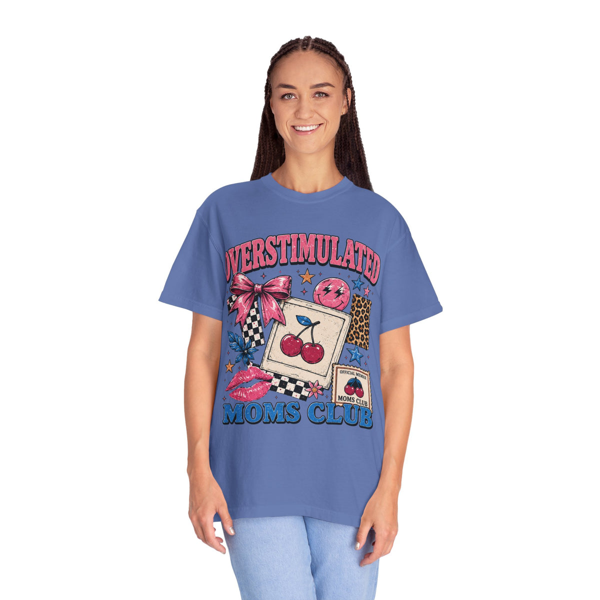 Overstimulated Moms Club T-Shirt — Retro Cherry Graphic Tee