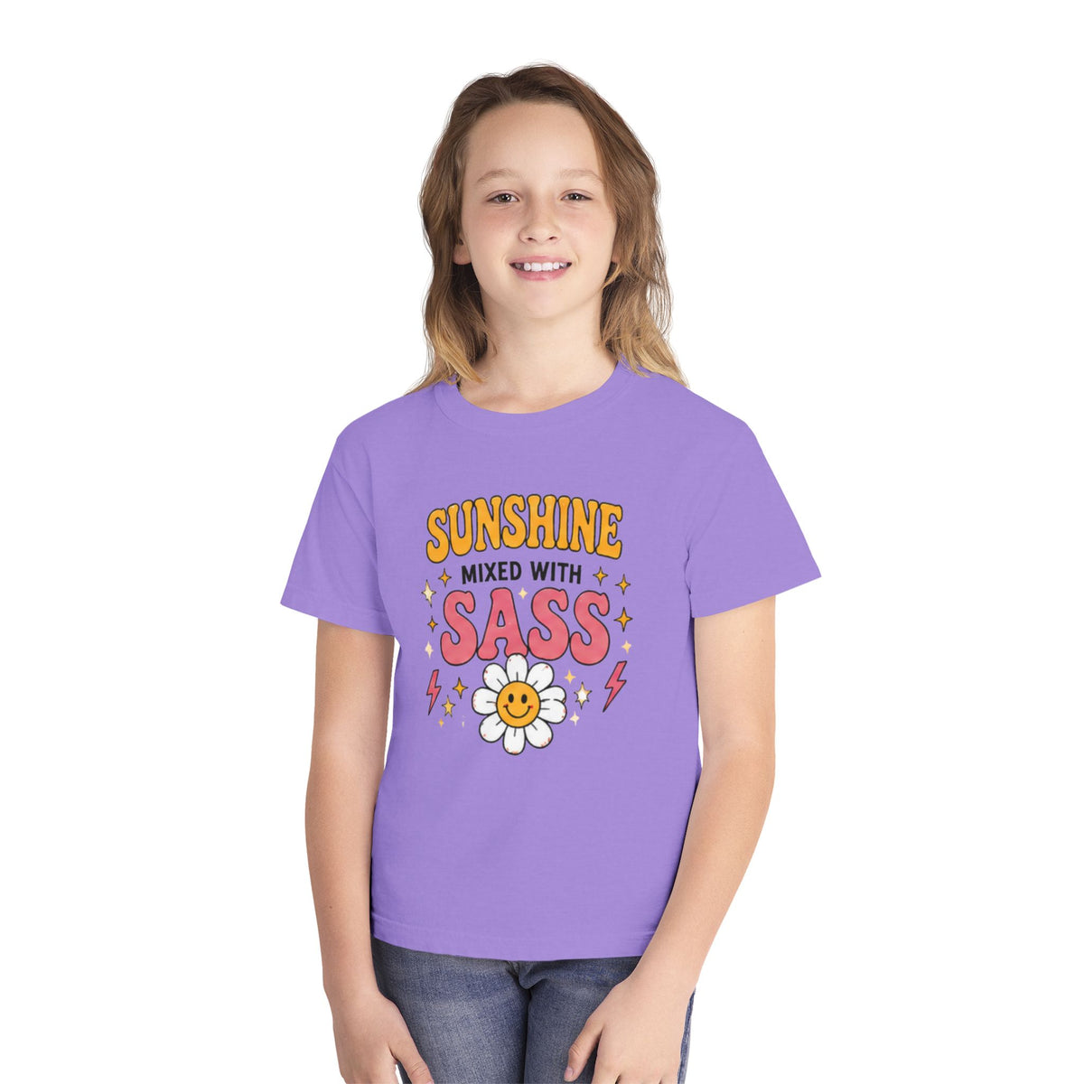 Youth Tee — "Sunshine Mixed With Sass" Daisy Graphic