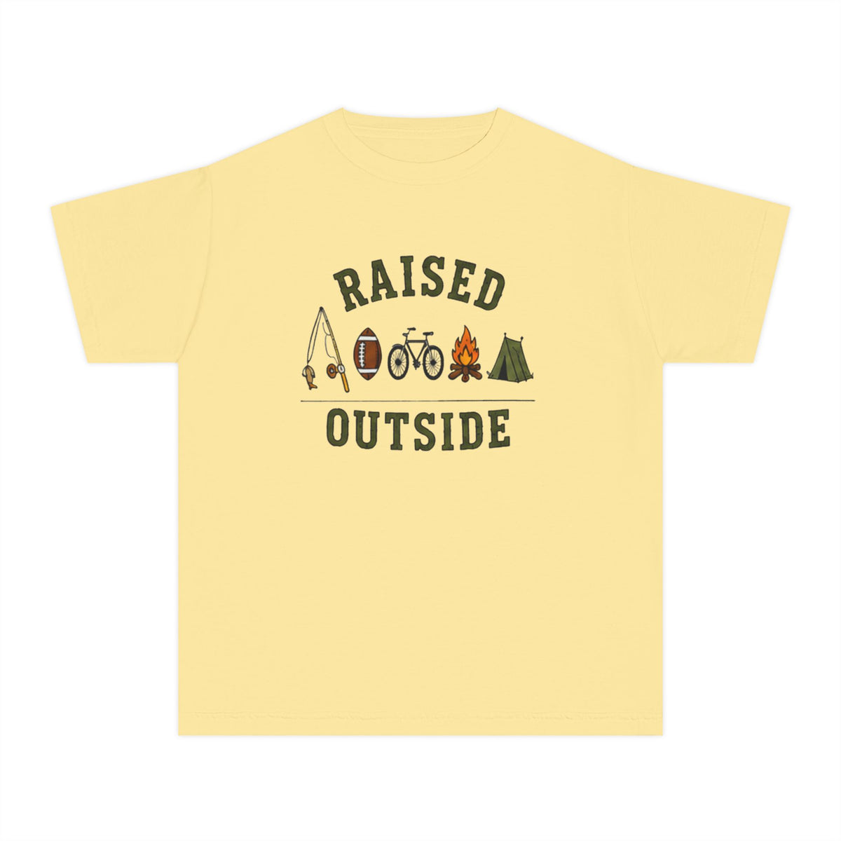 Youth Tee — "Raised Outside" Outdoor Adventure Camping Shirt