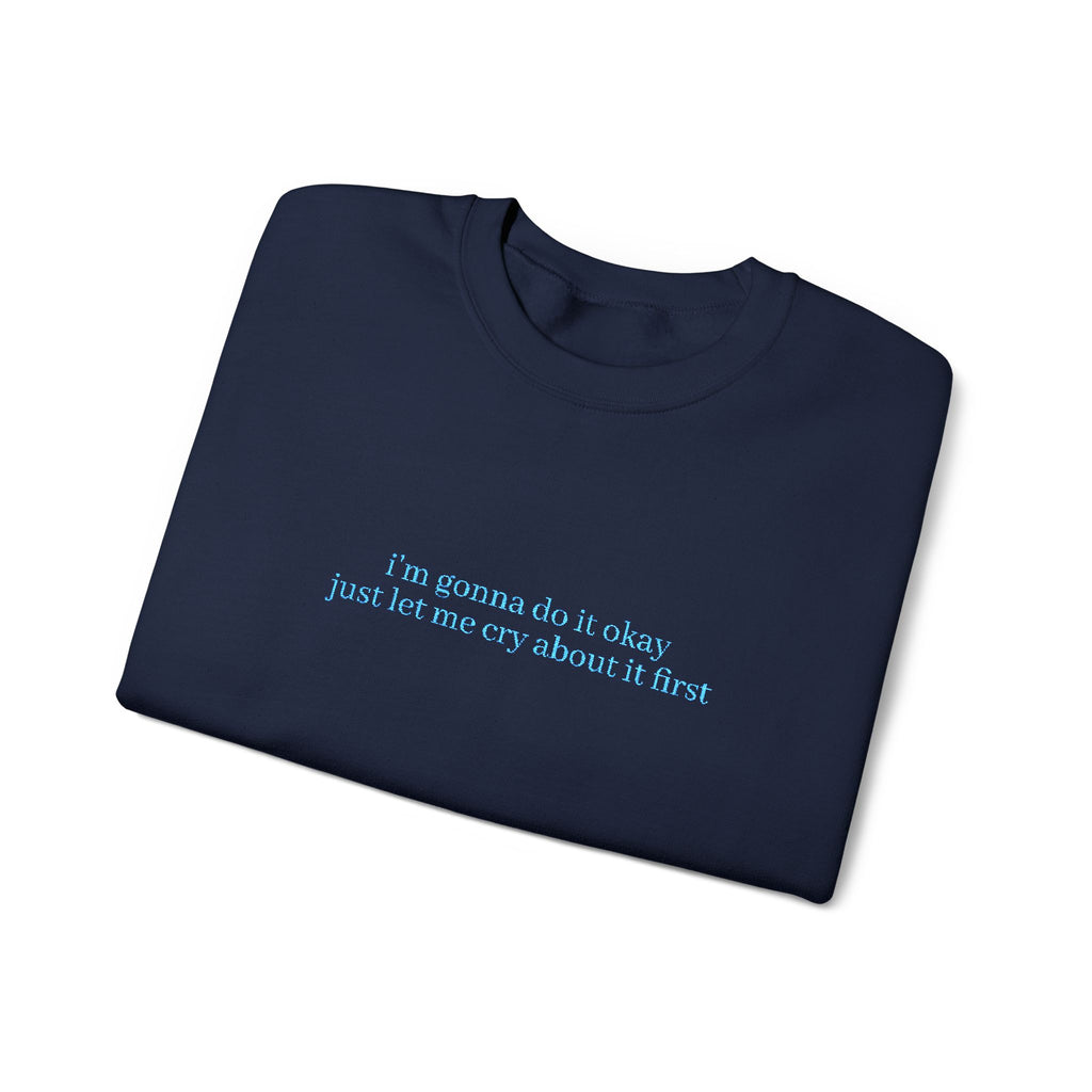 Minimalist Blue Script Crewneck Sweatshirt