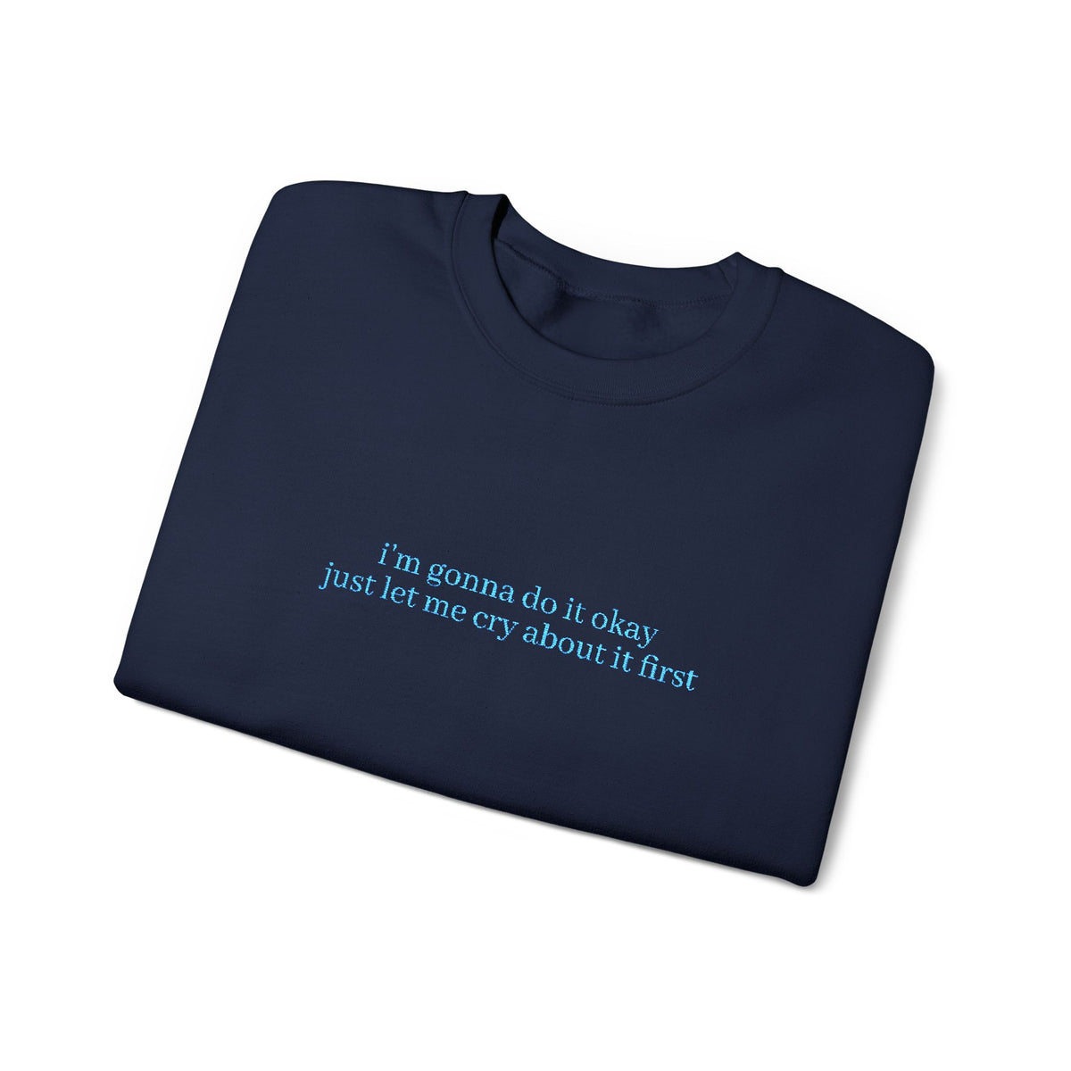 Minimalist Blue Script Crewneck Sweatshirt