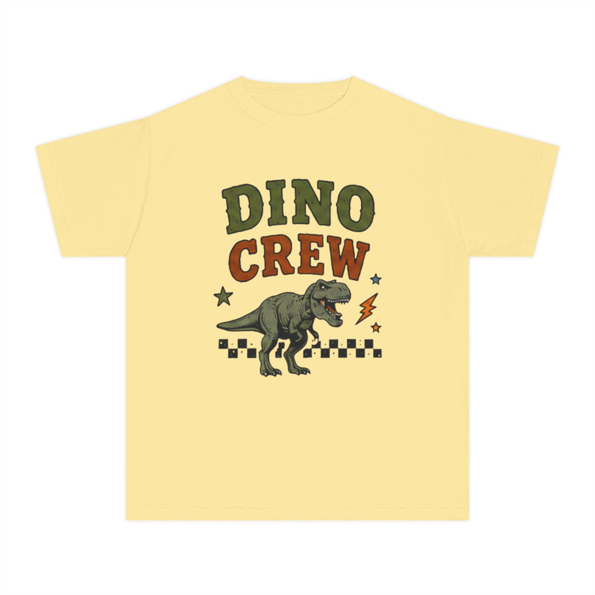 Dino Crew Youth Tee — Retro T‑Rex Graphic Shirt for Kids