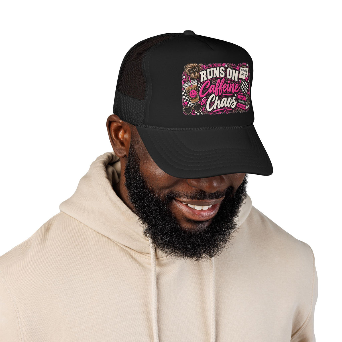 Runs On Caffeine & Chaos Trucker Hat