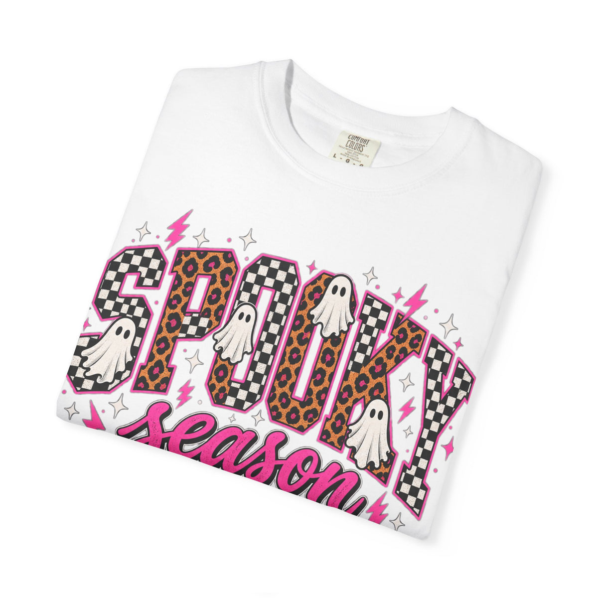 Spooky Season T-Shirt — Pink Leopard Ghosts Halloween Tee