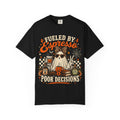 Halloween Coffee T-Shirt — "Fueled by Espresso, Poor Decisions" Ghost Design