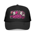 Book Whore Trucker Hat — Feminine Pink Book Lover Foam Mesh Cap