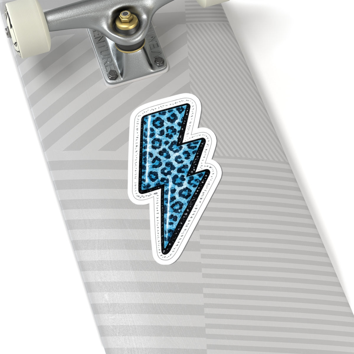 Blue Leopard Lightning Bolt Kiss-Cut Sticker