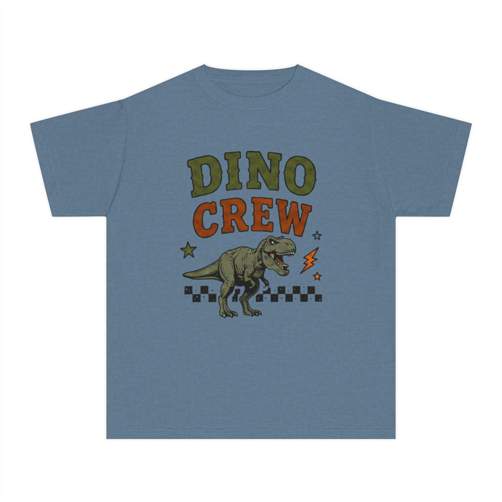 Dino Crew Youth Tee — Retro T‑Rex Graphic Shirt for Kids