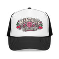 Mentally Elsewhere Trucker Hat – Retro Smiley Cherry Foam Cap
