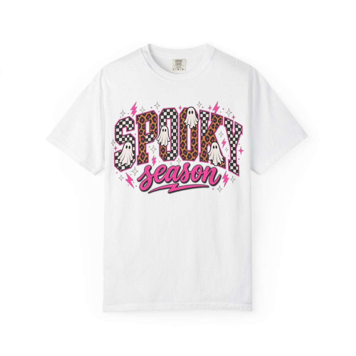 Spooky Season T-Shirt — Pink Leopard Ghosts Halloween Tee