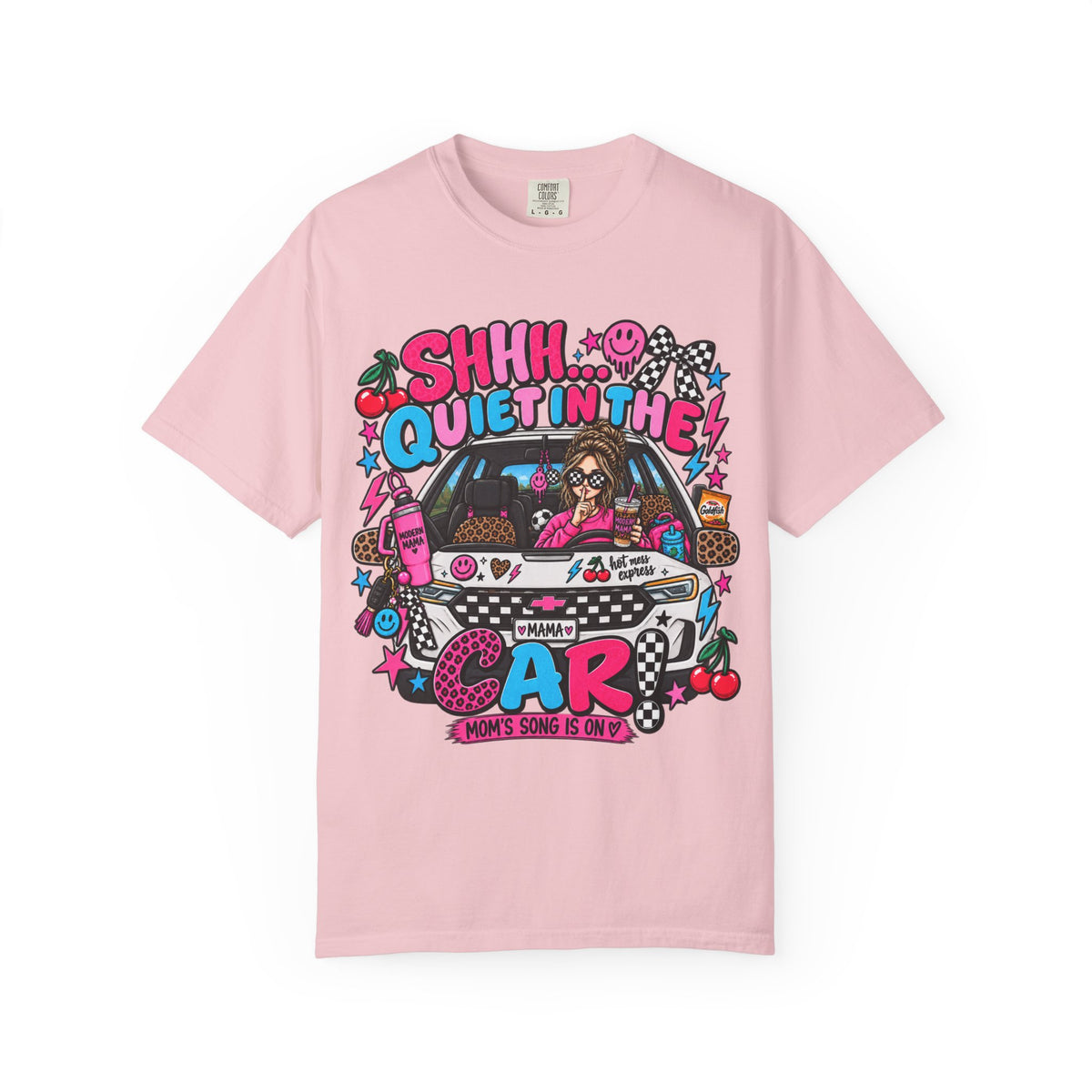 Shhh… Quiet in the Car Graphic Tee — Retro Kawaii Driver Shirt