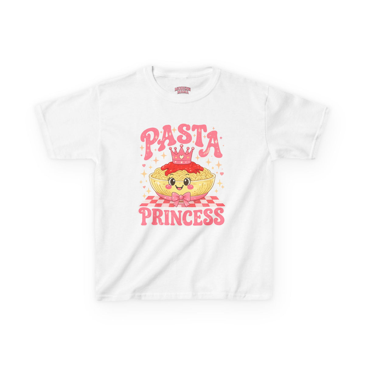 Kids Tee — 'Pasta Princess' Cute Cartoon Pasta Graphic Shirt for Girls