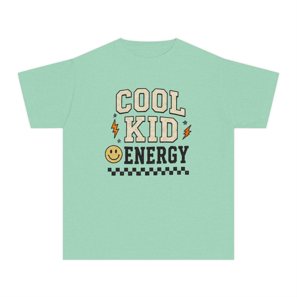Cool Kid Energy Youth Tee — Retro Smile Lightning Graphic Shirt