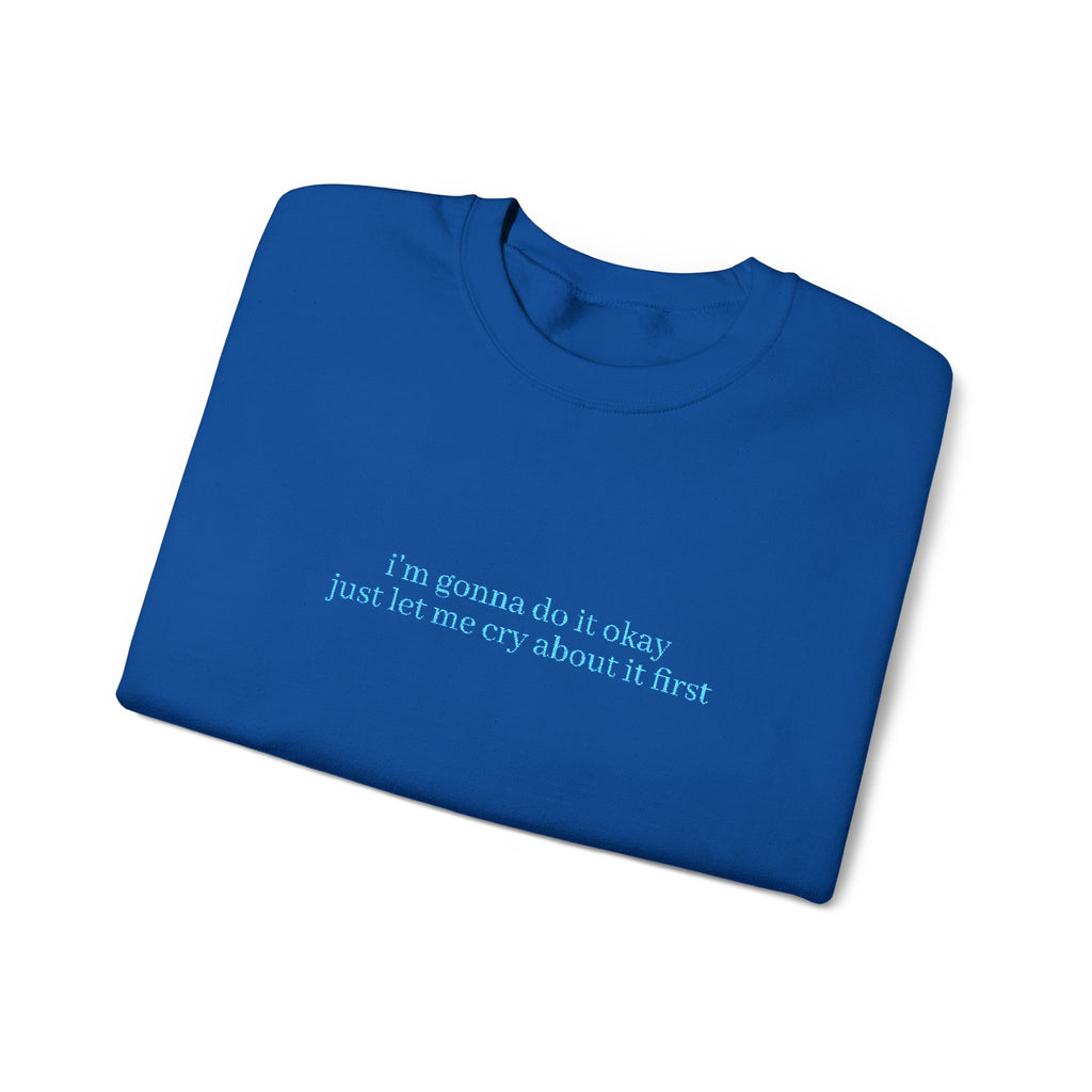 Minimalist Blue Script Crewneck Sweatshirt
