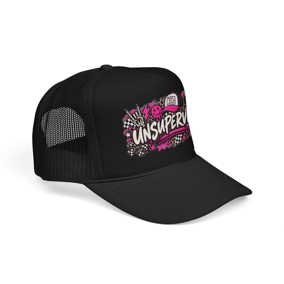 Unsupervised Graphic Trucker Hat — Pink Punk Foam Cap