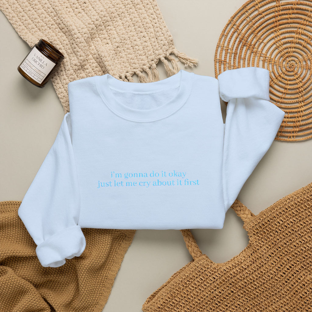 Minimalist Blue Script Crewneck Sweatshirt