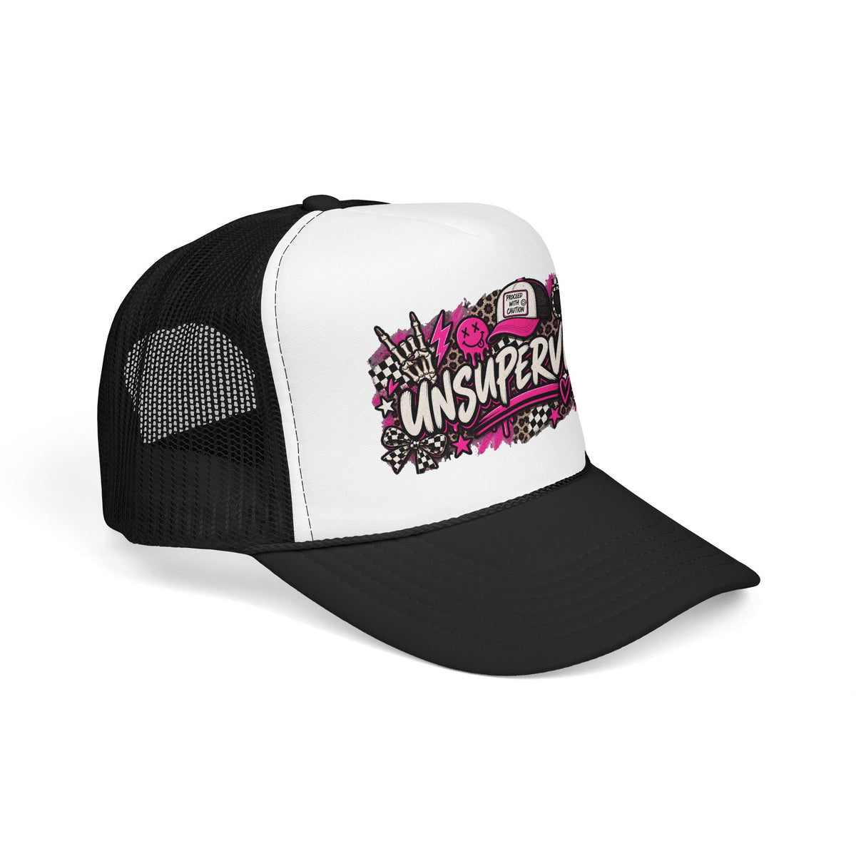 Unsupervised Graphic Trucker Hat — Pink Punk Foam Cap