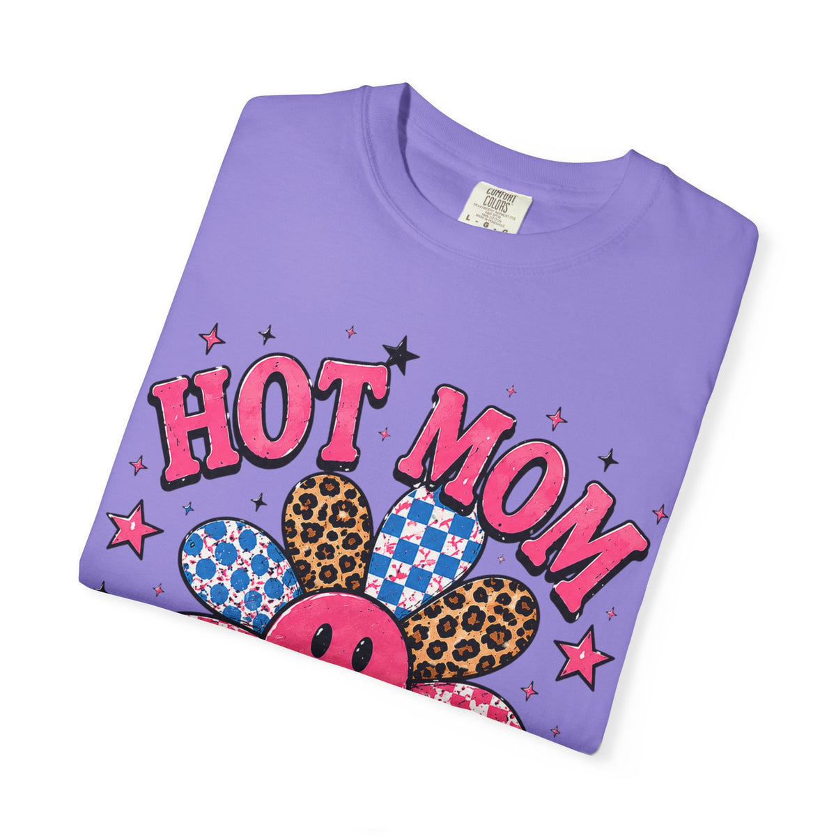 Hot Mom Club T-Shirt — Retro Smiley Flower Graphic Tee for Moms