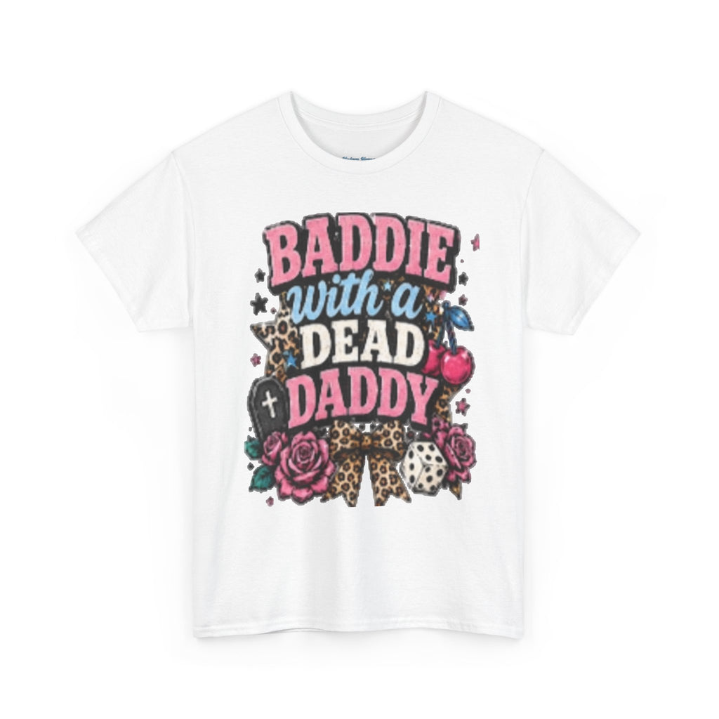Baddie With a Dead Daddy Tee — Edgy Gothic Floral Graphic T‑Shirt
