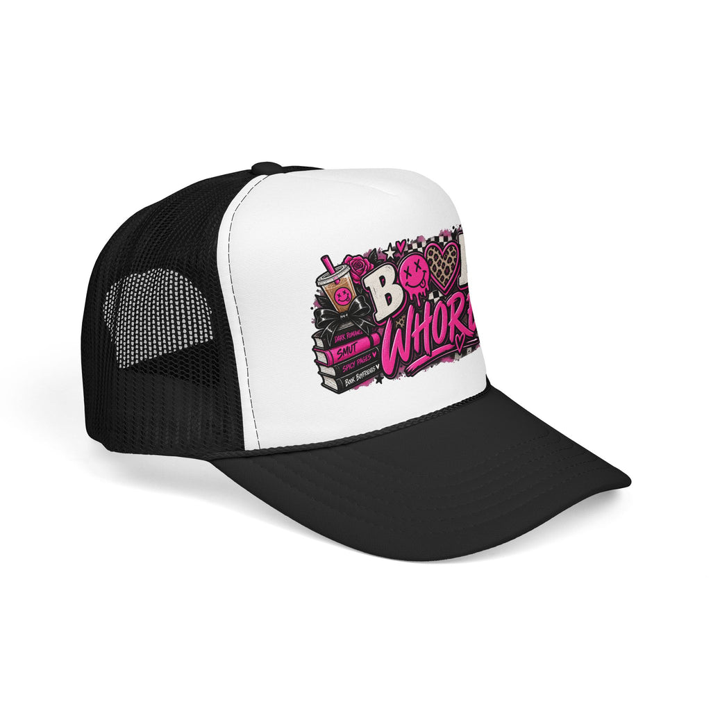 Book Whore Trucker Hat — Feminine Pink Book Lover Foam Mesh Cap