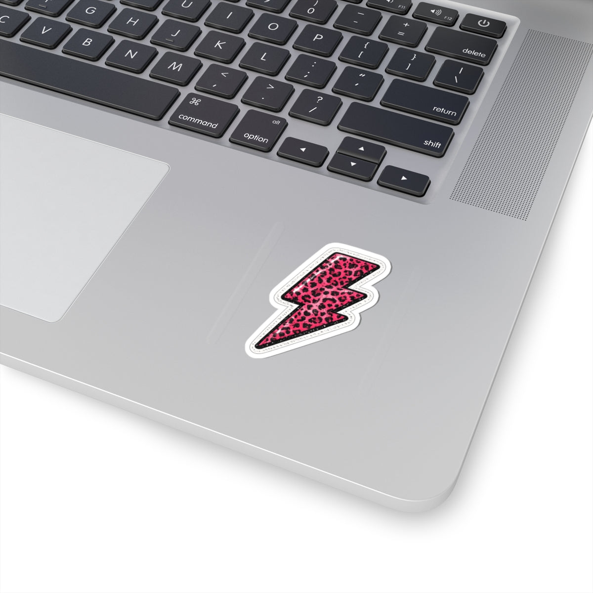 Pink Leopard Lightning Bolt Sticker — Kiss-Cut Vinyl Decal for Laptops & Water Bottles