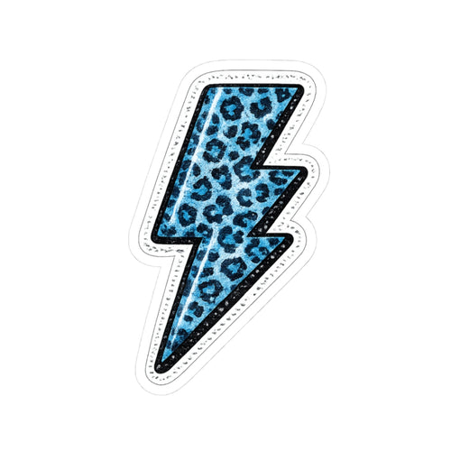 Blue Leopard Lightning Bolt Kiss-Cut Sticker