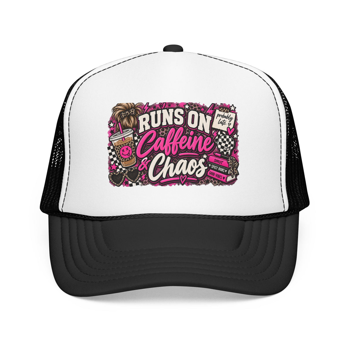 Runs On Caffeine & Chaos Trucker Hat