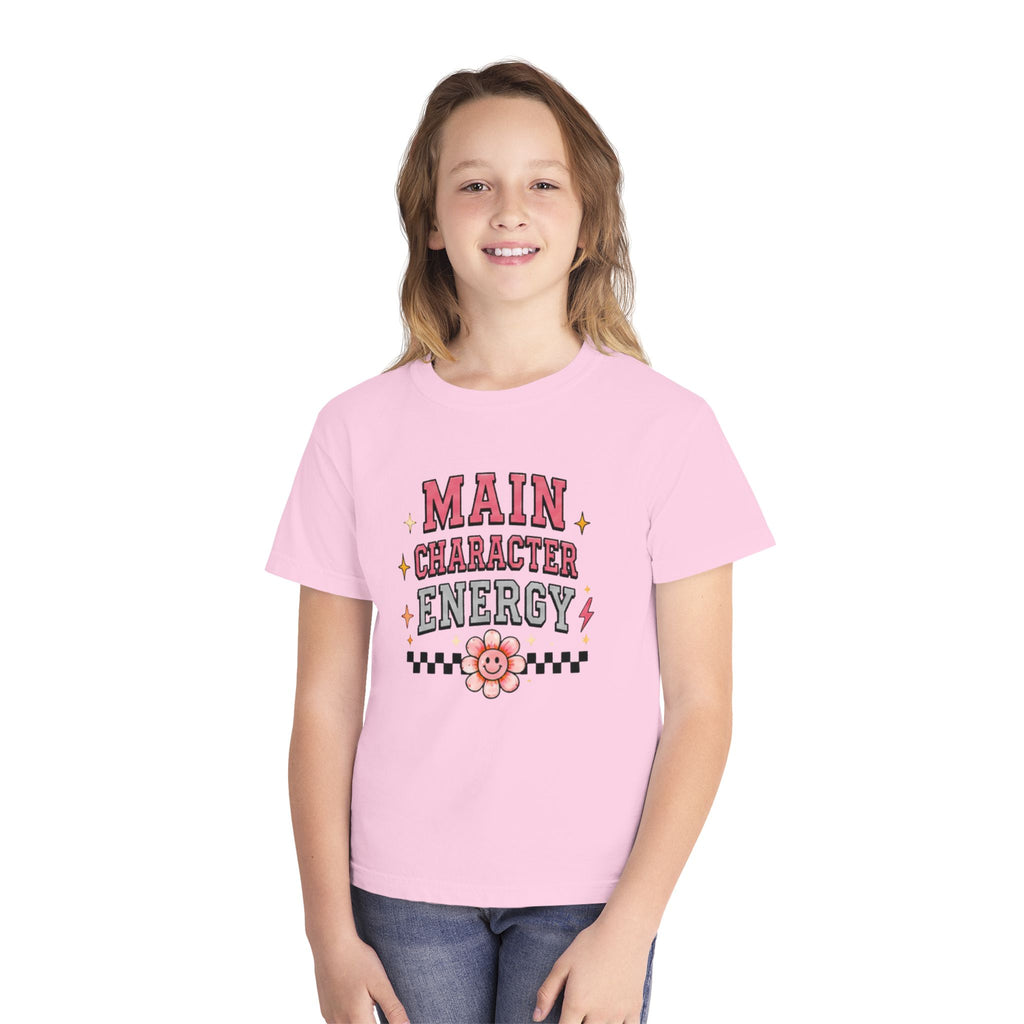 Main Character Energy Youth Tee — Cute Retro Floral Graphic Shirt