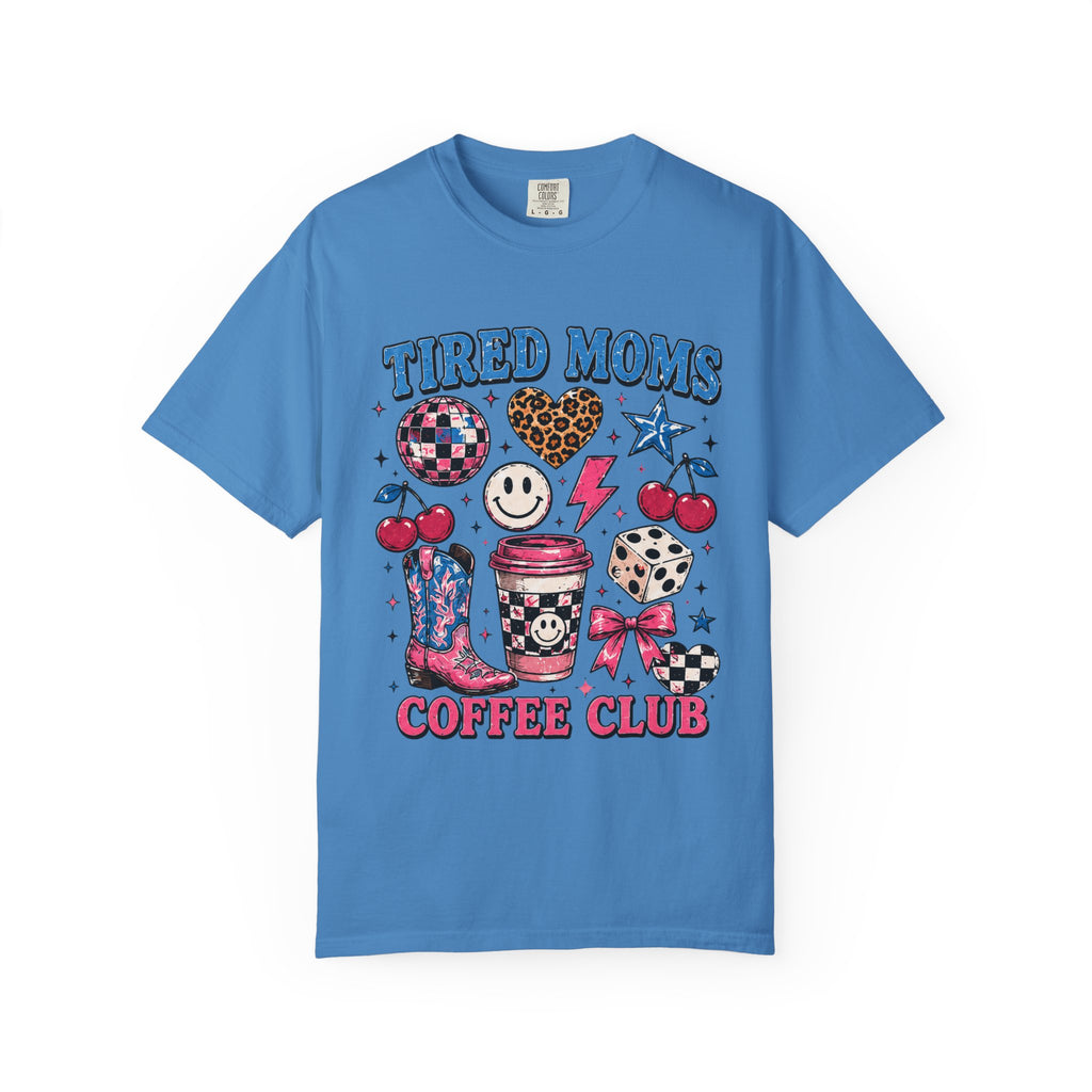 Tired Moms Coffee Club T-Shirt — Fun Retro Coffee & Momlife Graphic Tee