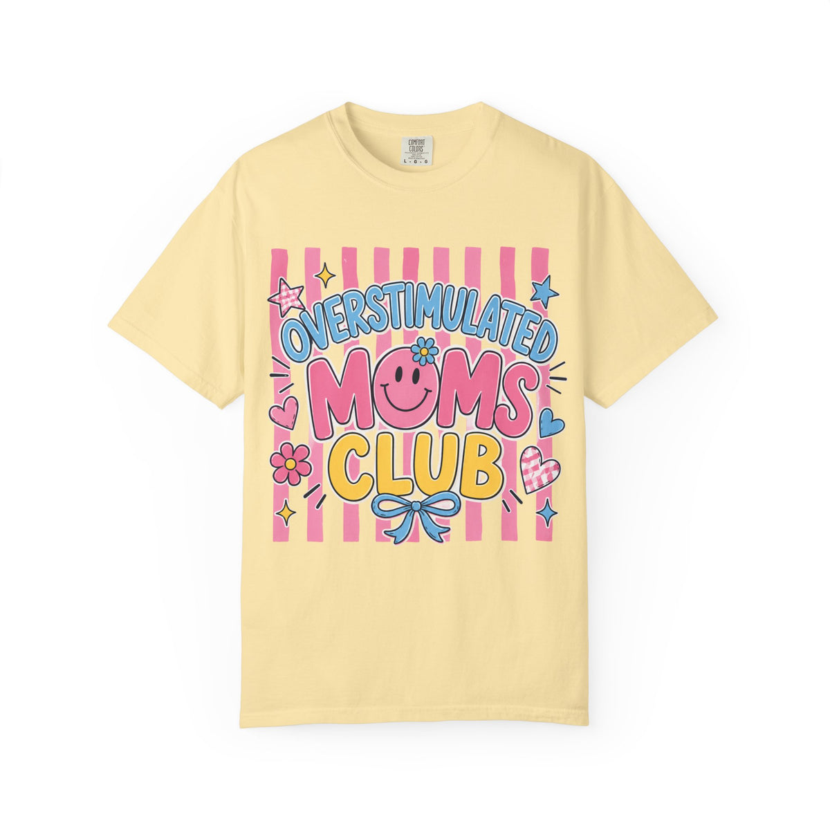 Overstimulated Moms Club T-Shirt — Cute Retro Pink Graphic Tee for Tired Moms