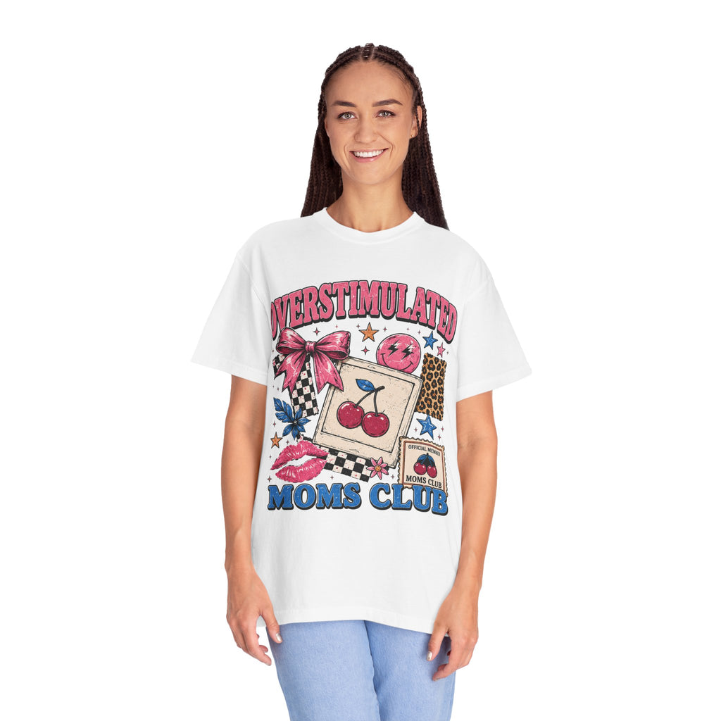 Overstimulated Moms Club T-Shirt — Retro Cherry Graphic Tee