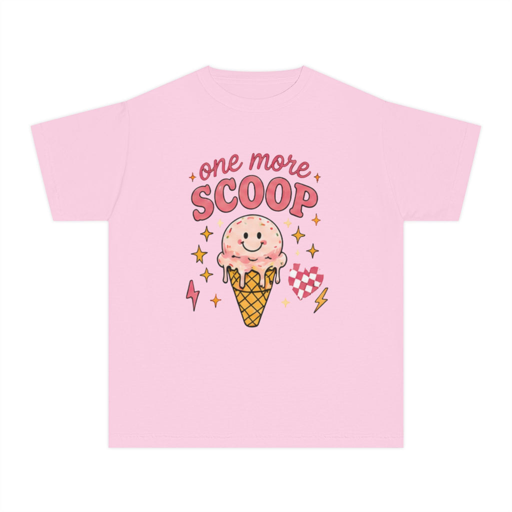 One More Scoop Youth Tee — Cute Ice Cream Graphic T-Shirt for Kids