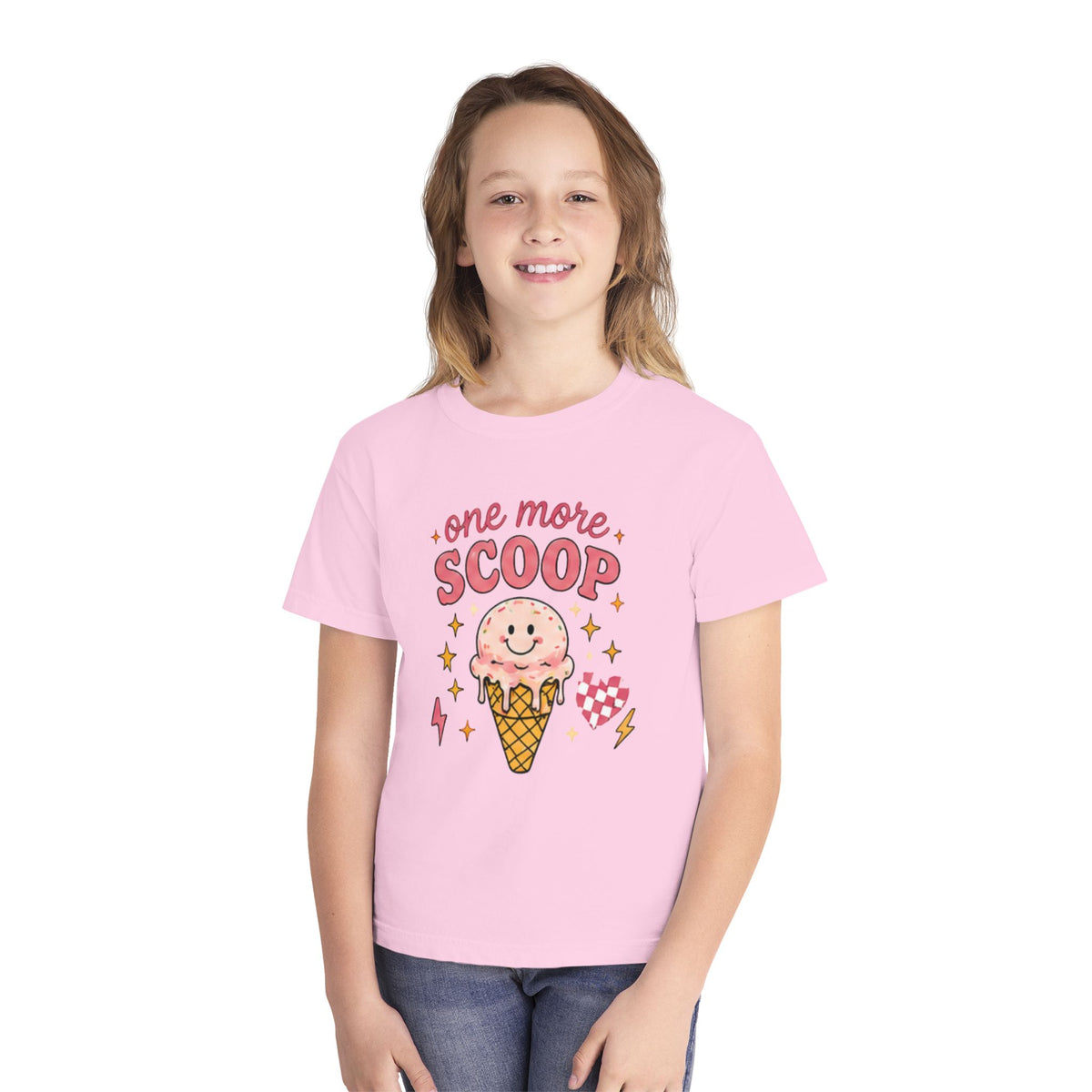 One More Scoop Youth Tee — Cute Ice Cream Graphic T-Shirt for Kids