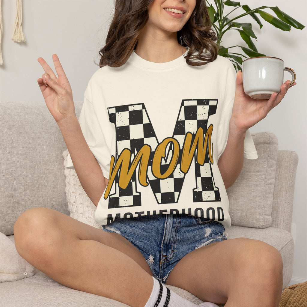 Mom Motherhood T-Shirt — Checker M Graphic Tee for Moms