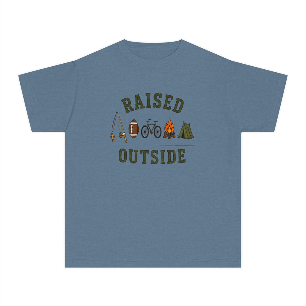 Youth Tee — "Raised Outside" Outdoor Adventure Camping Shirt