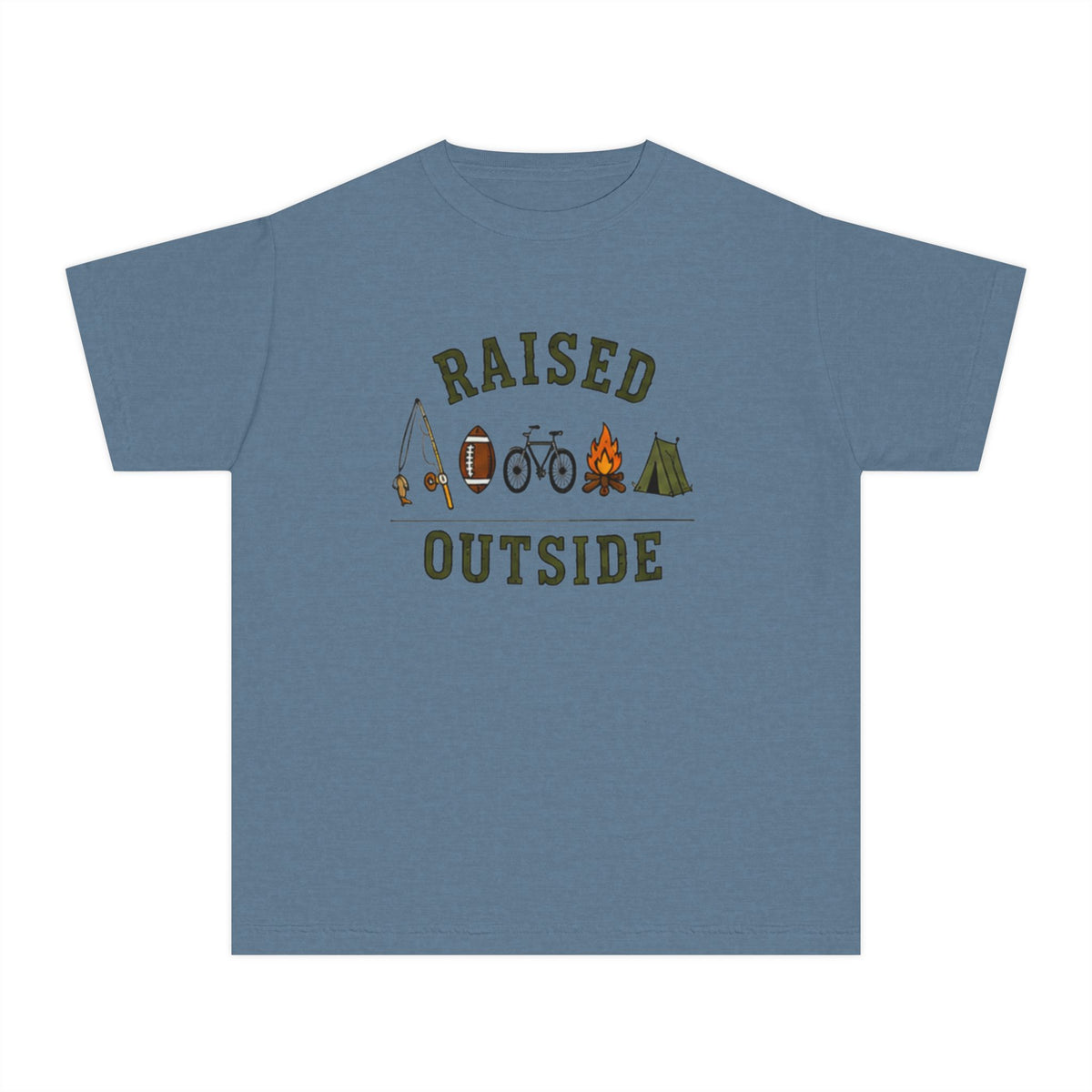 Youth Tee — "Raised Outside" Outdoor Adventure Camping Shirt