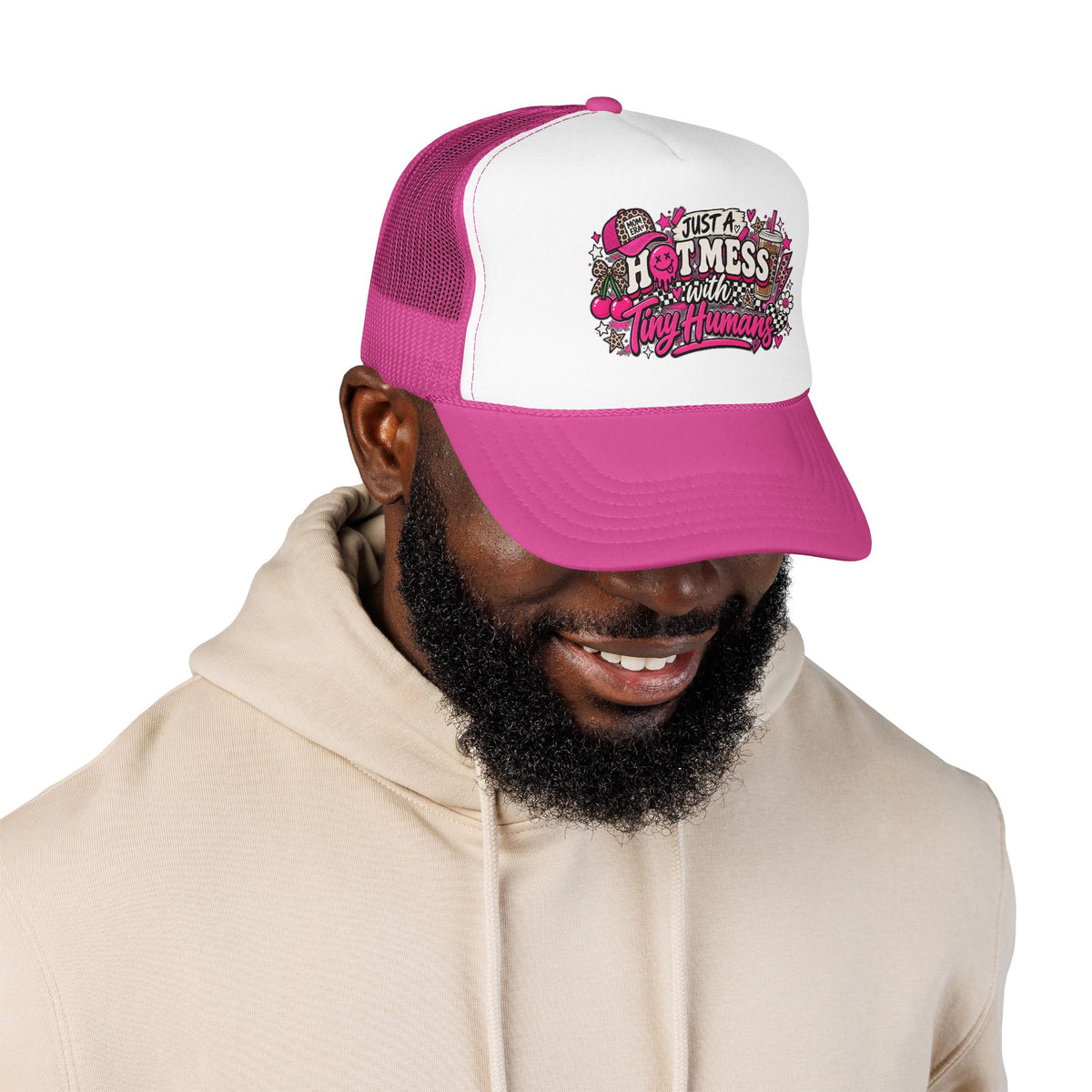 Just a Hot Mess With Tiny Humans Trucker Hat — Funny Mom Parenting Foam Hat