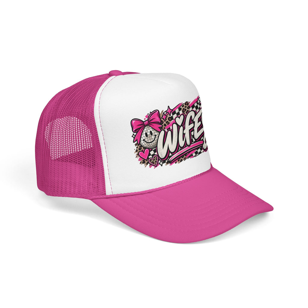 Wifey Foam Trucker Hat — Pink Retro Cherry Graphic Cap