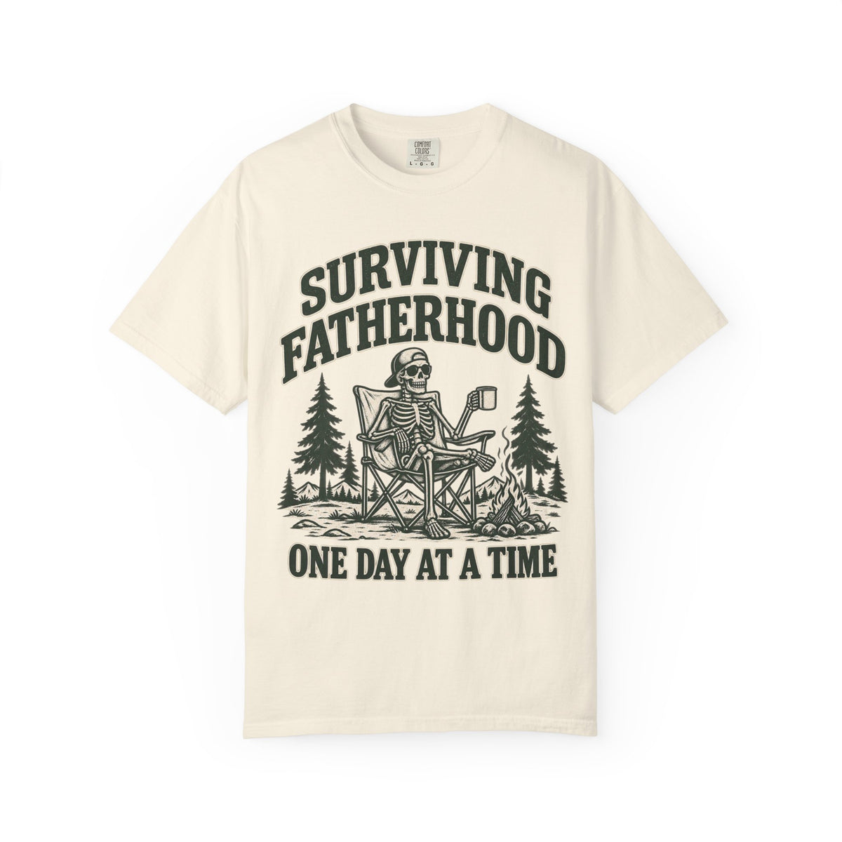 Surviving Fatherhood T-Shirt — 'One Day at a Time' Camping Dad Graphic Tee