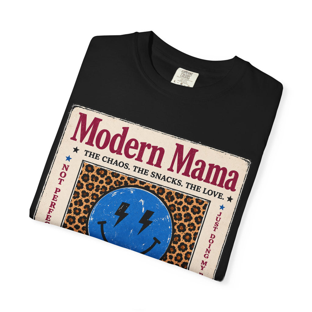 Modern Mama Motherhood T-Shirt — Vintage Smiley Leopard Graphic Tee for Moms