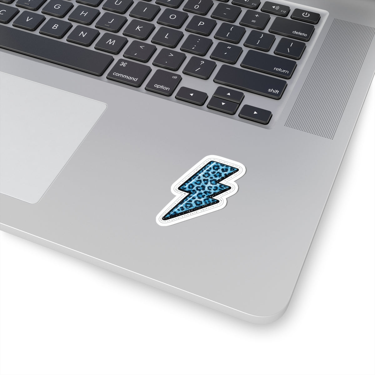 Blue Leopard Lightning Bolt Kiss-Cut Sticker